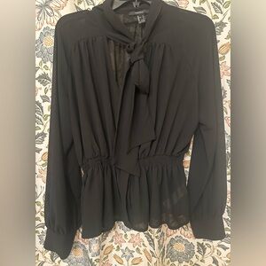 Forever 21 Black Tie-Front Blouse